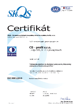 Certifikát DIN EN ISO 9001:2015